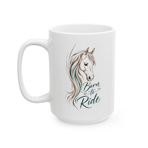 Ceramic Mug - 'Live a Beautiful Life' Floral Horse Coffee Cup (11oz, 15oz)