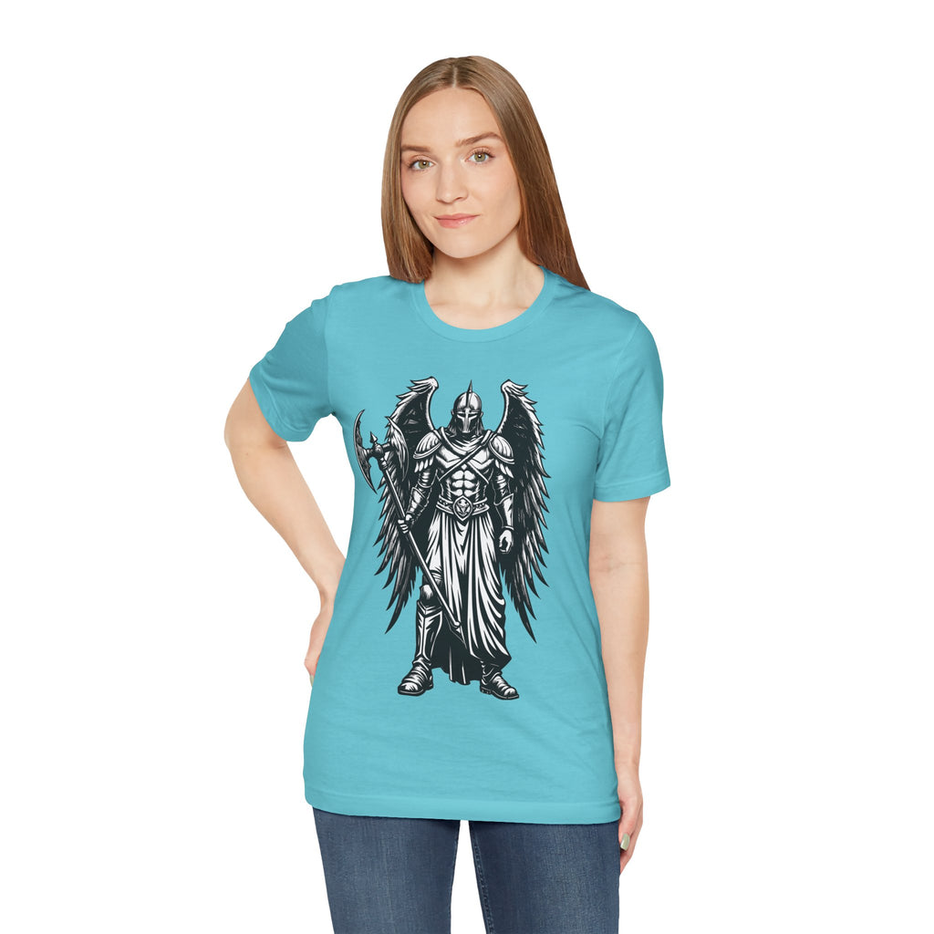 Angel of War Graphic Tee — Winged Knight Armor T-Shirt
