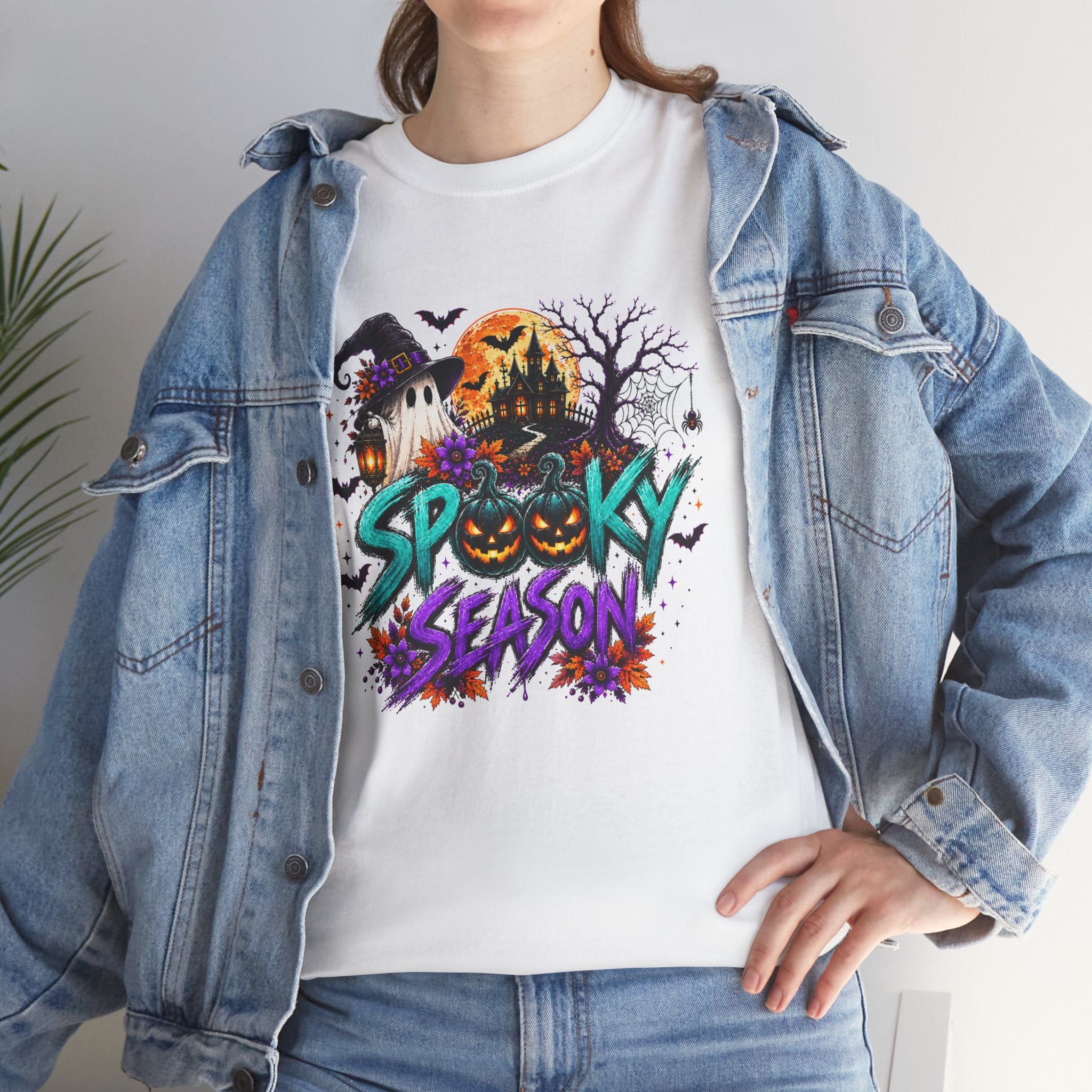 Spooky Season Halloween T-Shirt, Haunted House Pumpkin Tee, Halloween Graphic Shirt, Unisex Fall Tee