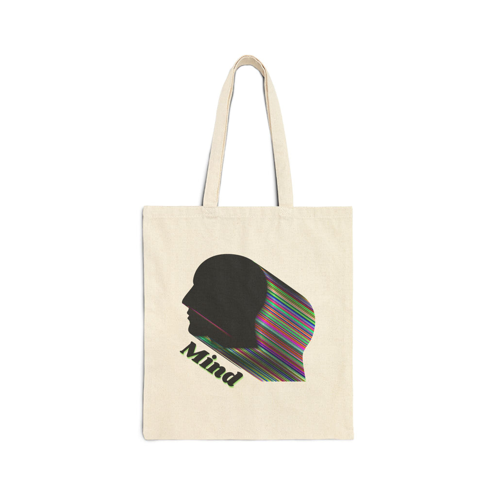 Mind Silhouette Canvas Tote - Psychedelic Striped Head Eco Bag