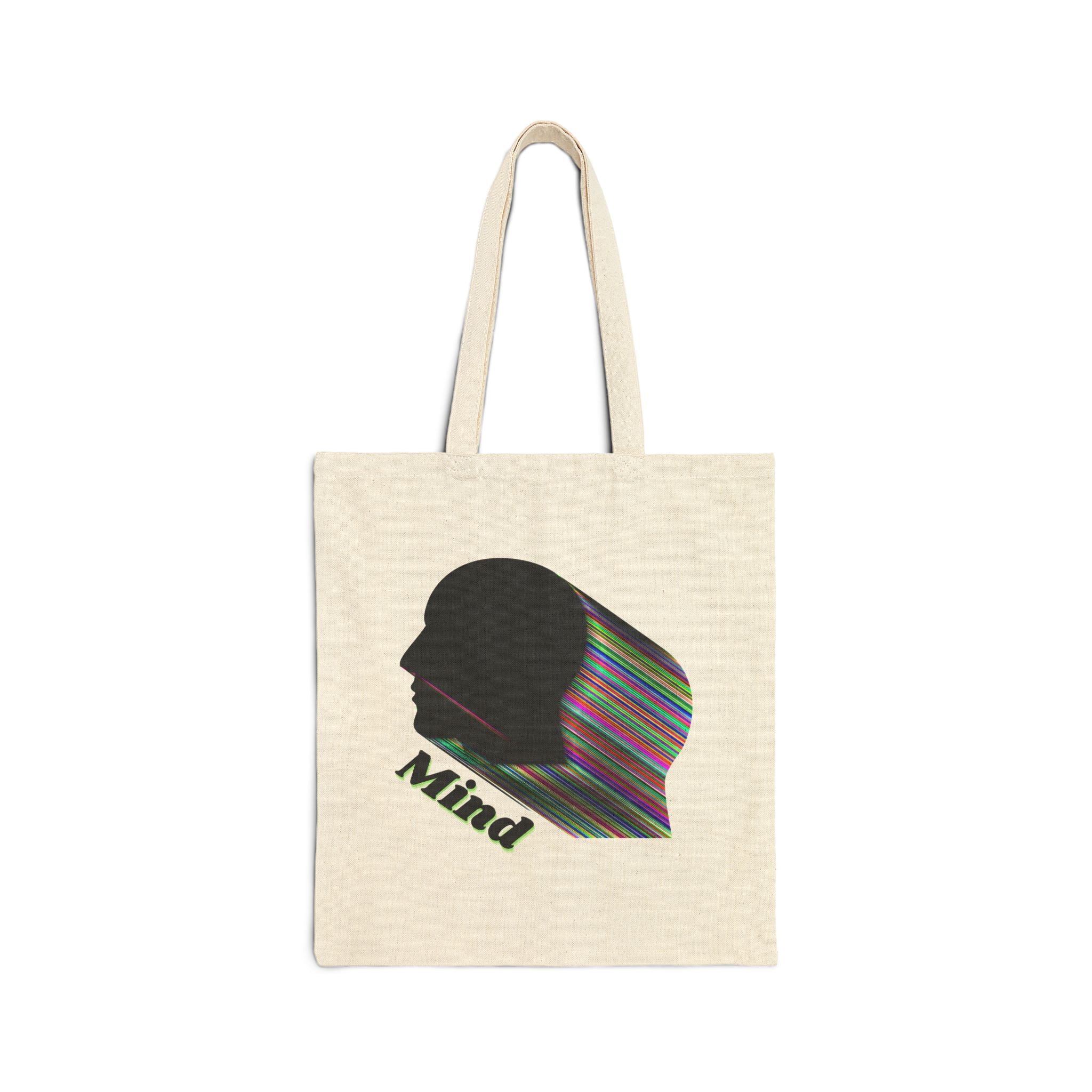 Mind Silhouette Canvas Tote - Psychedelic Striped Head Eco Bag