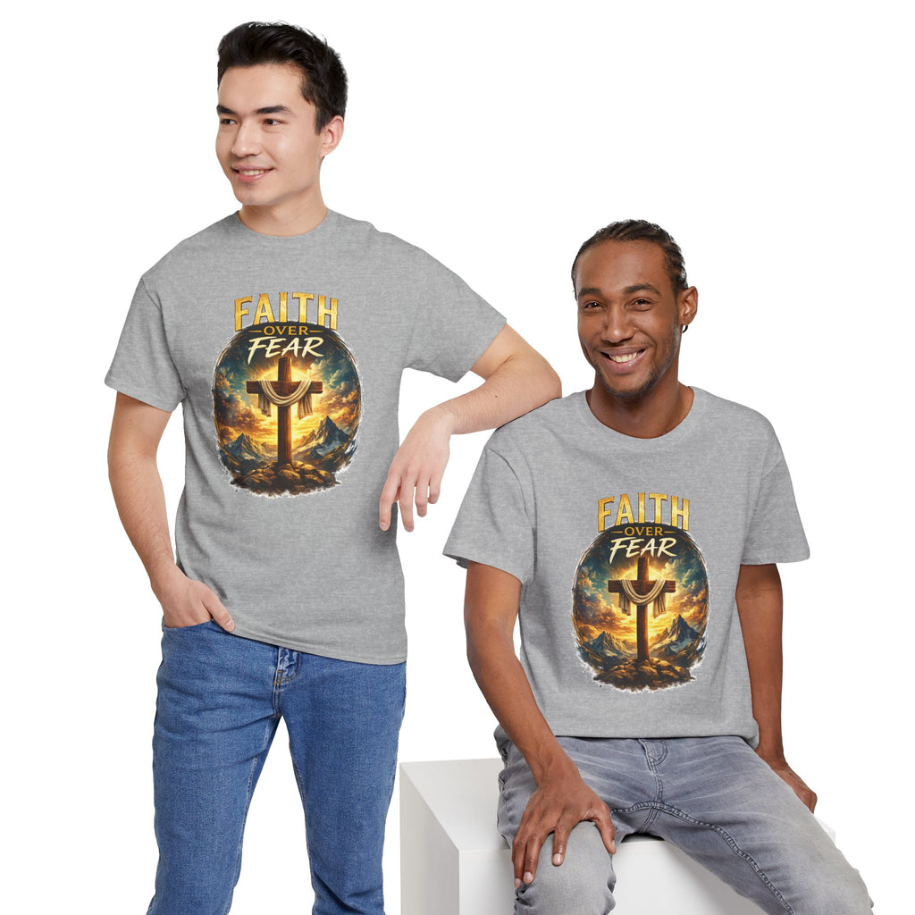 Faith Over Fear Christian T-Shirt | Cross Graphic Tee | Jesus Faith Shirt | Religious Unisex Shirt | Christian Gift for Men & Women
