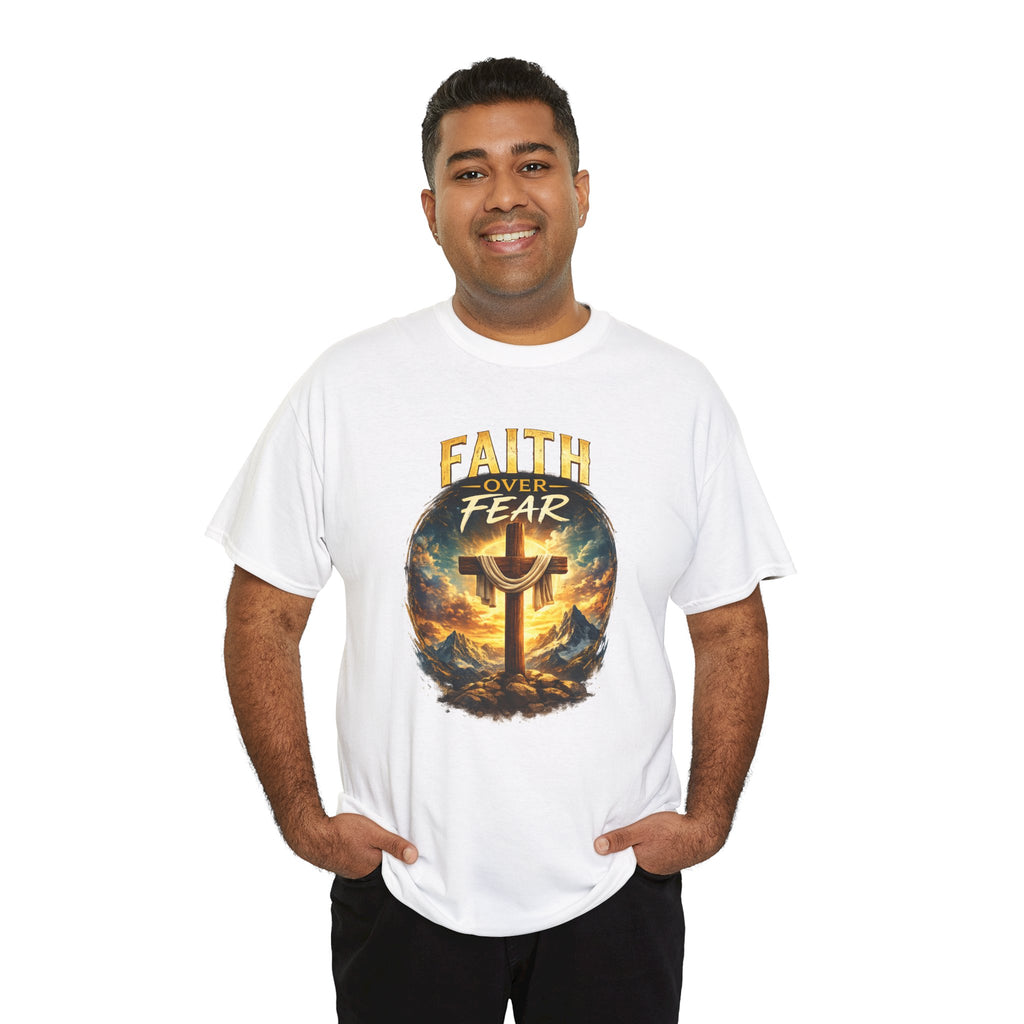 Faith Over Fear Christian T-Shirt | Cross Graphic Tee | Jesus Faith Shirt | Religious Unisex Shirt | Christian Gift for Men & Women