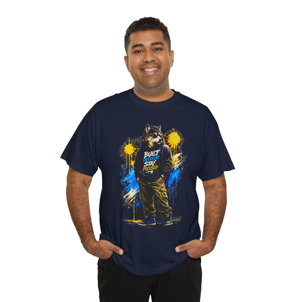Raccoon Street Art Tee — "Built Not Born" Graphic T-Shirt