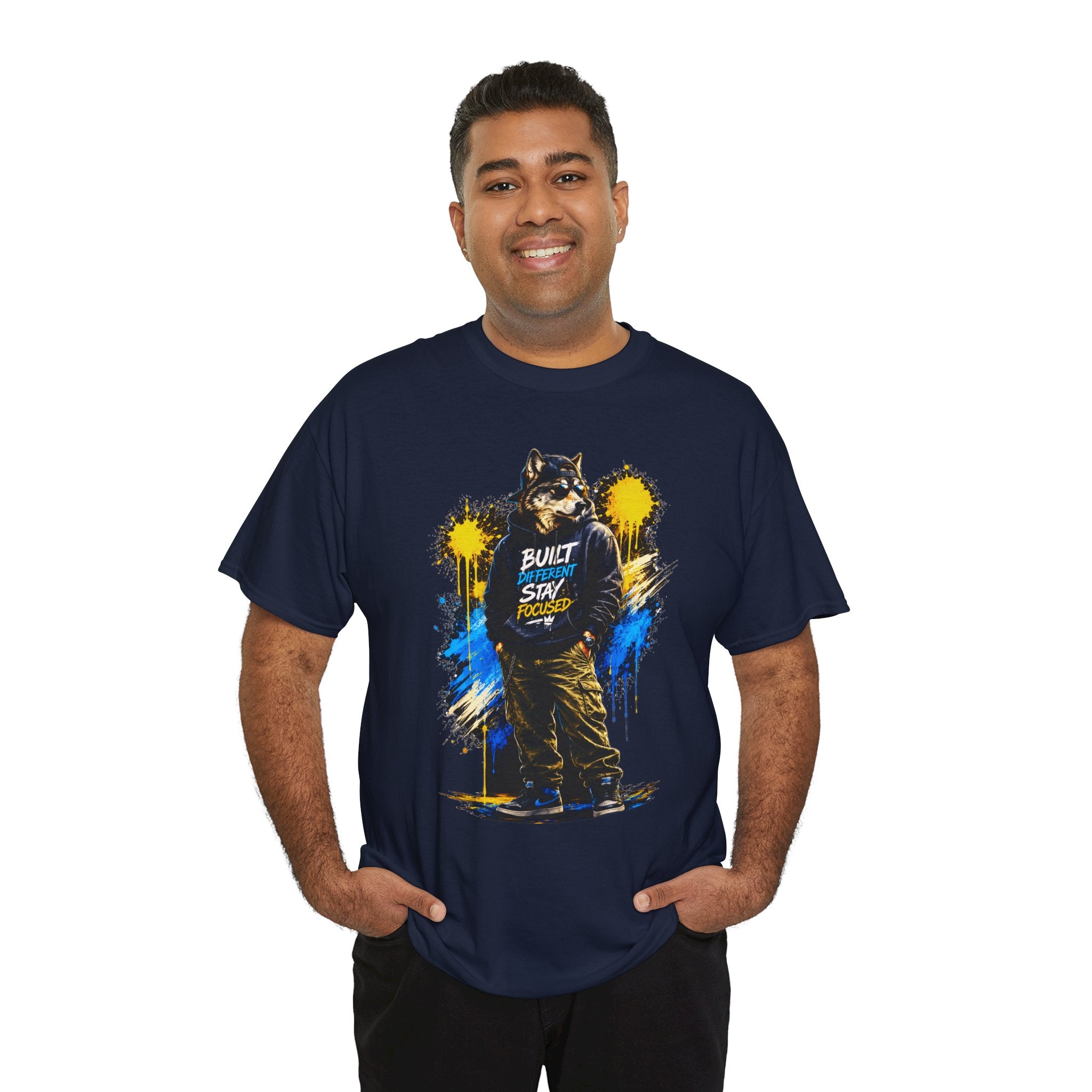 Raccoon Street Art Tee — "Built Not Born" Graphic T-Shirt