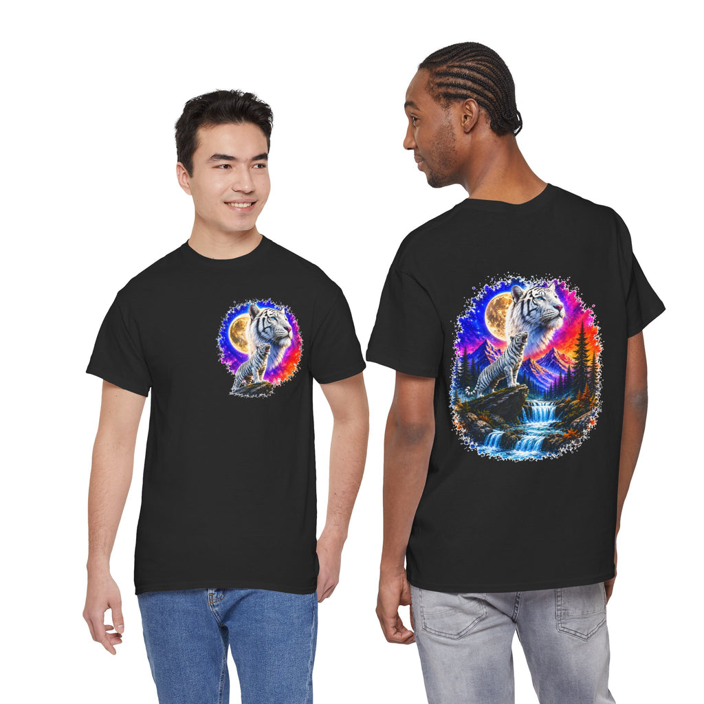 White Tiger Moon T-Shirt | Colorful Wildlife Graphic Tee | Big Cat Lover Gift | Unisex Nature Shirt