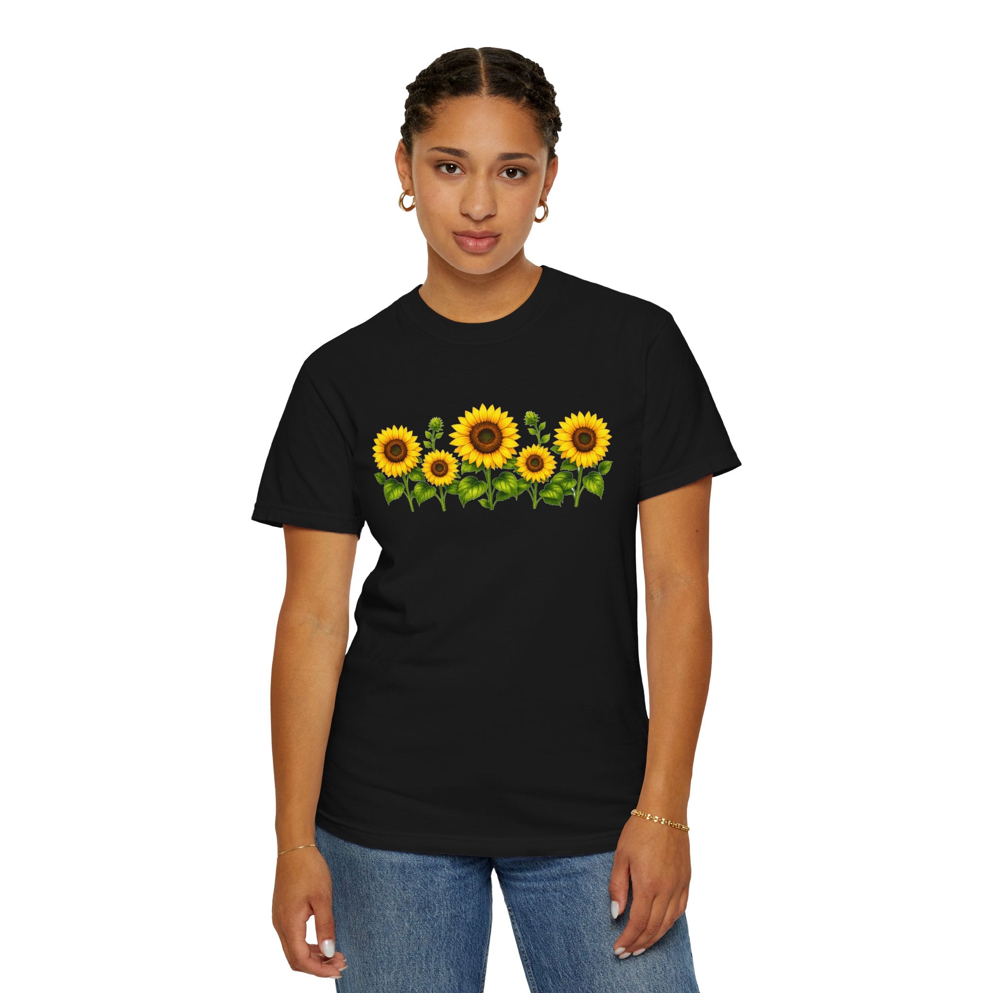 Sunflower Shirt for Women, Sunflower T-Shirt, Floral Graphic Tee, Botanical Shirt, Wildflower Tee, Comfort Colors 1717