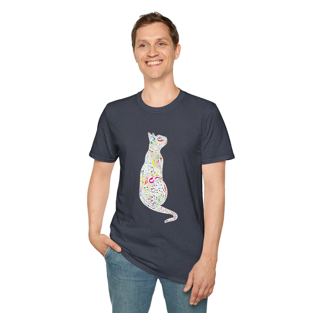 Cat Lover Shirt, Colorful Cat Graphic T-Shirt, Cute Cat Silhouette Tee