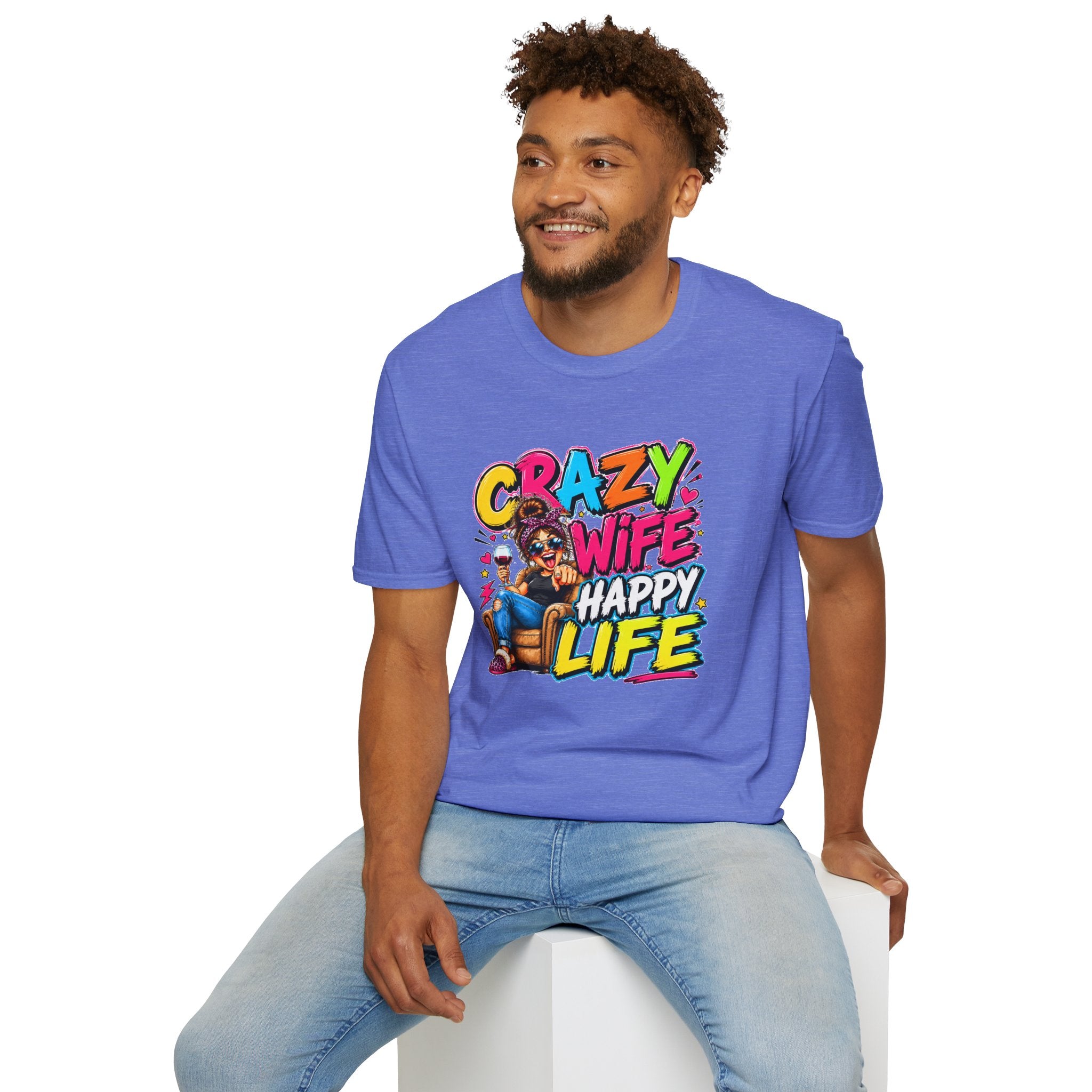 Crazy Wife Happy Life Shirt, Funny Wife T-Shirt, Funny Marriage Tee, Husband Gift, Couples Graphic Tee, Marriage Humor Shirt, Gift for Wife