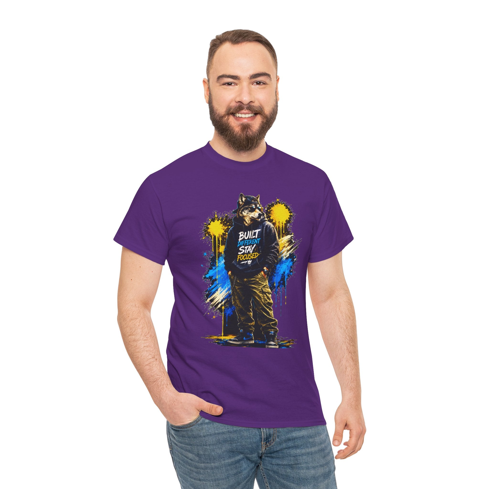 Raccoon Street Art Tee — "Built Not Born" Graphic T-Shirt