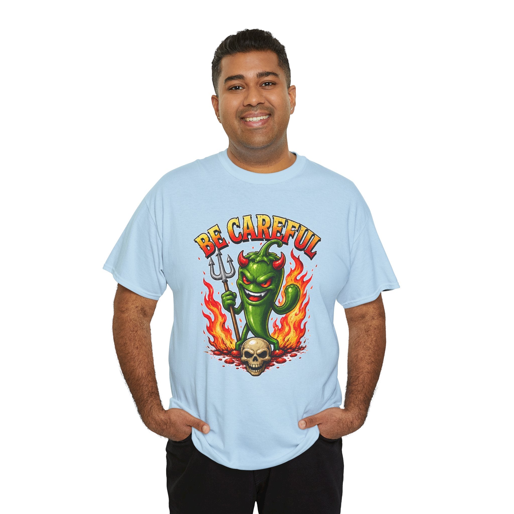 Be Careful Devil Pepper Shirt, Funny Spicy Pepper T-Shirt, Hot Chili Graphic Tee, Retro Tattoo Style Unisex Gift