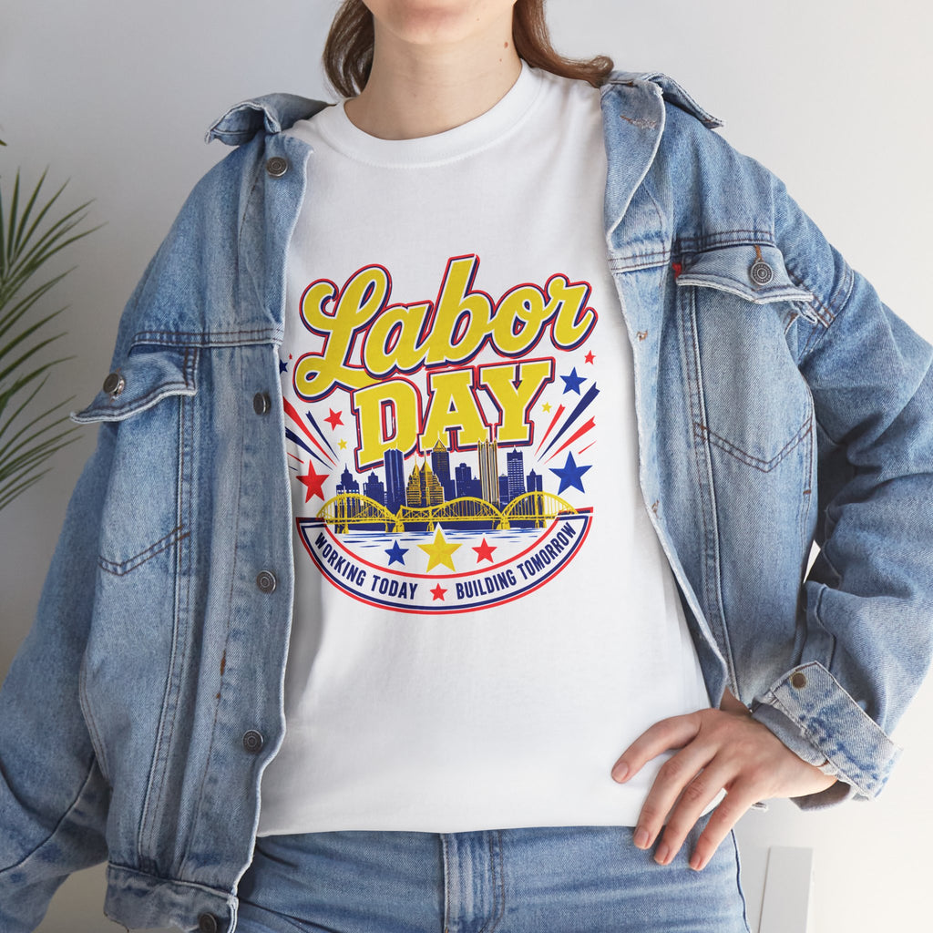 Labor Day Skyline T‑Shirt — Retro Stars & Stripes Celebration Tee