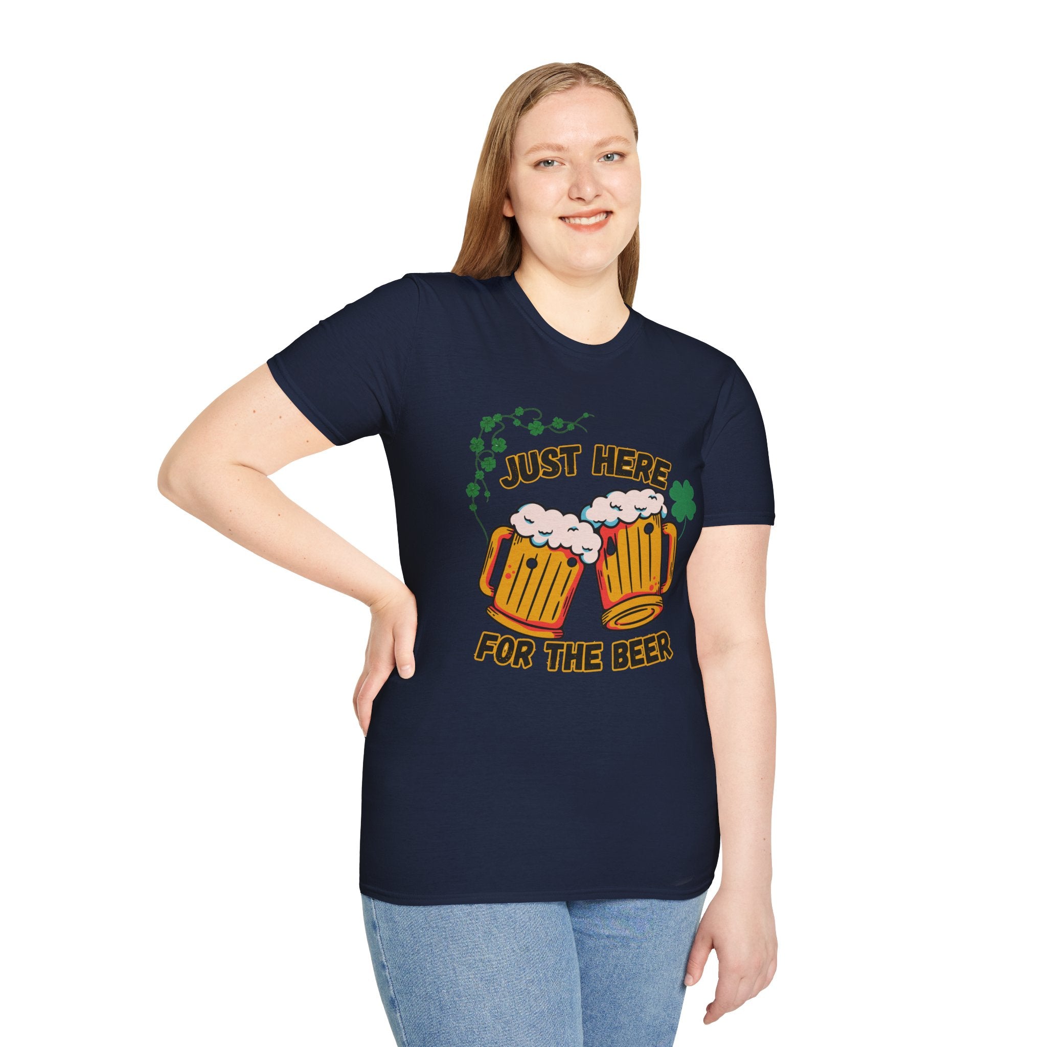 St. Patrick’s Beer T-Shirt — "Just Here for the Beer" Funny Clover Pub Tee