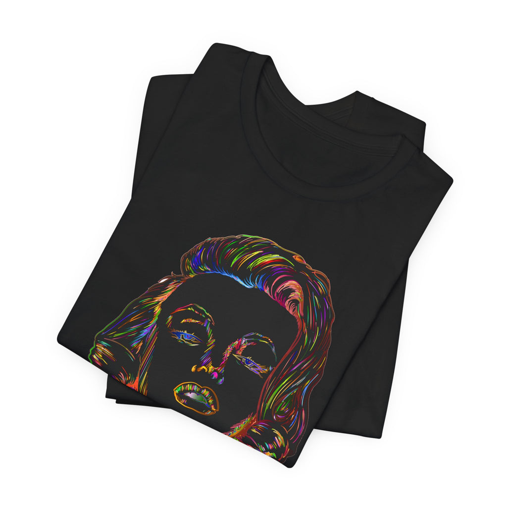 Neon Pop Art Portrait T-Shirt – Retro Rainbow Graphic Tee