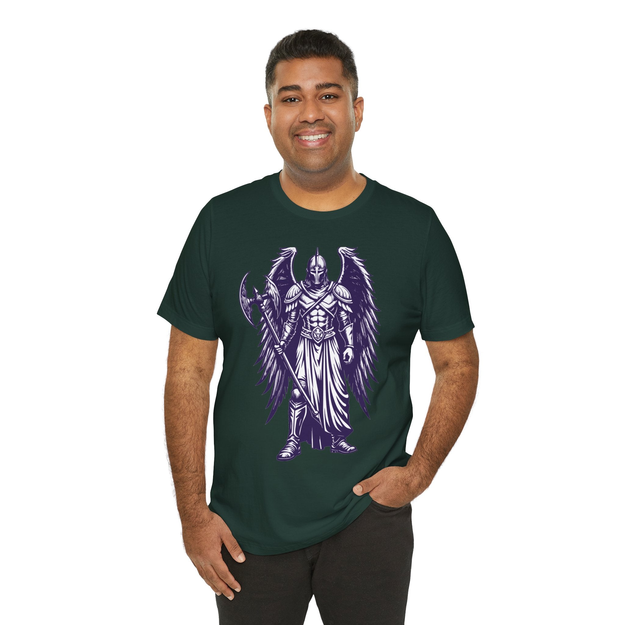 Fallen Angel Warrior T-Shirt | Gothic Fantasy Winged Knight Tee