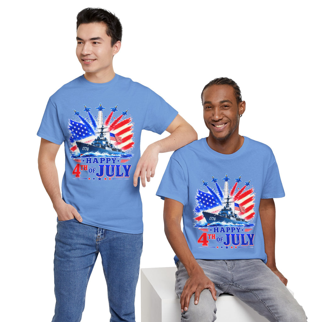 Happy 4th of July Shirt, Patriotic USA Flag Tee, American Eagle & Navy Ship Shirt, Independence Day T-Shirt, Military Pride Gift
