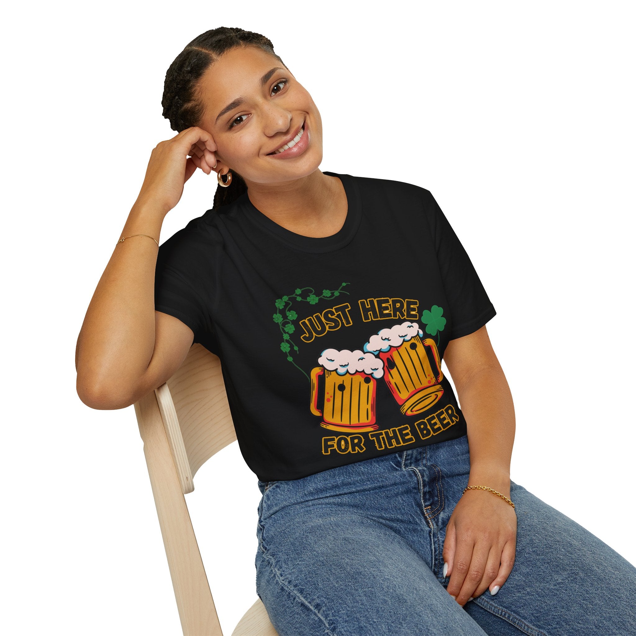 St. Patrick’s Beer T-Shirt — "Just Here for the Beer" Funny Clover Pub Tee