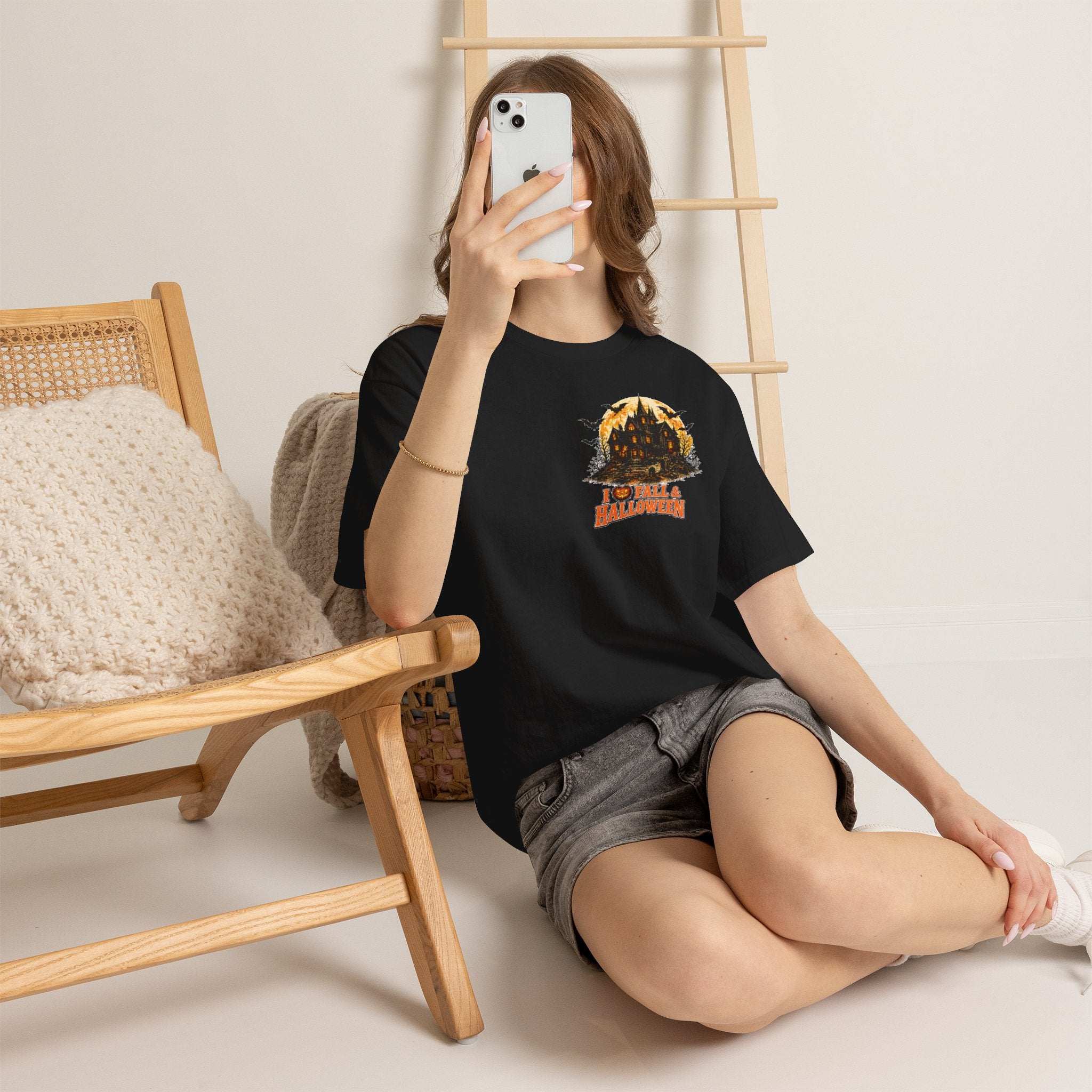 Halloween Fall Graphic Tee — "I  Fall & Halloween" Vintage Pumpkin & Spooky Characters Shirt