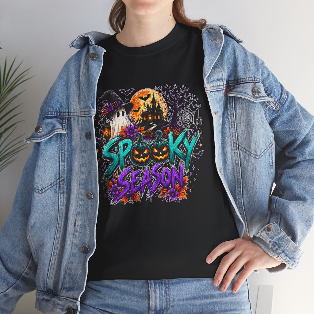 Spooky Season Halloween T-Shirt, Haunted House Pumpkin Tee, Halloween Graphic Shirt, Unisex Fall Tee