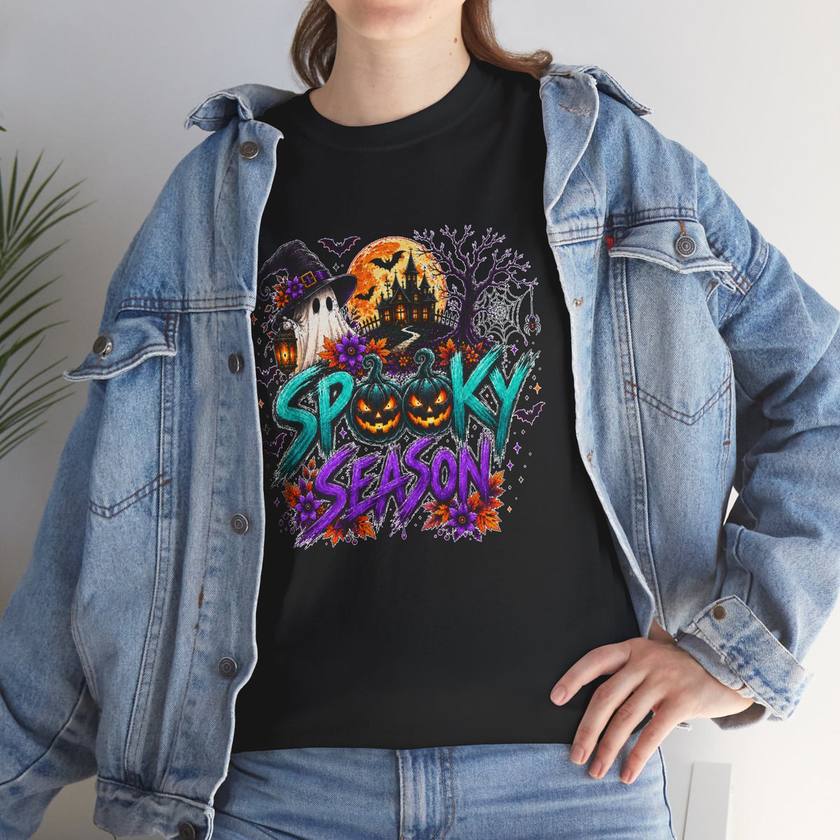 Spooky Season Halloween T-Shirt, Haunted House Pumpkin Tee, Halloween Graphic Shirt, Unisex Fall Tee