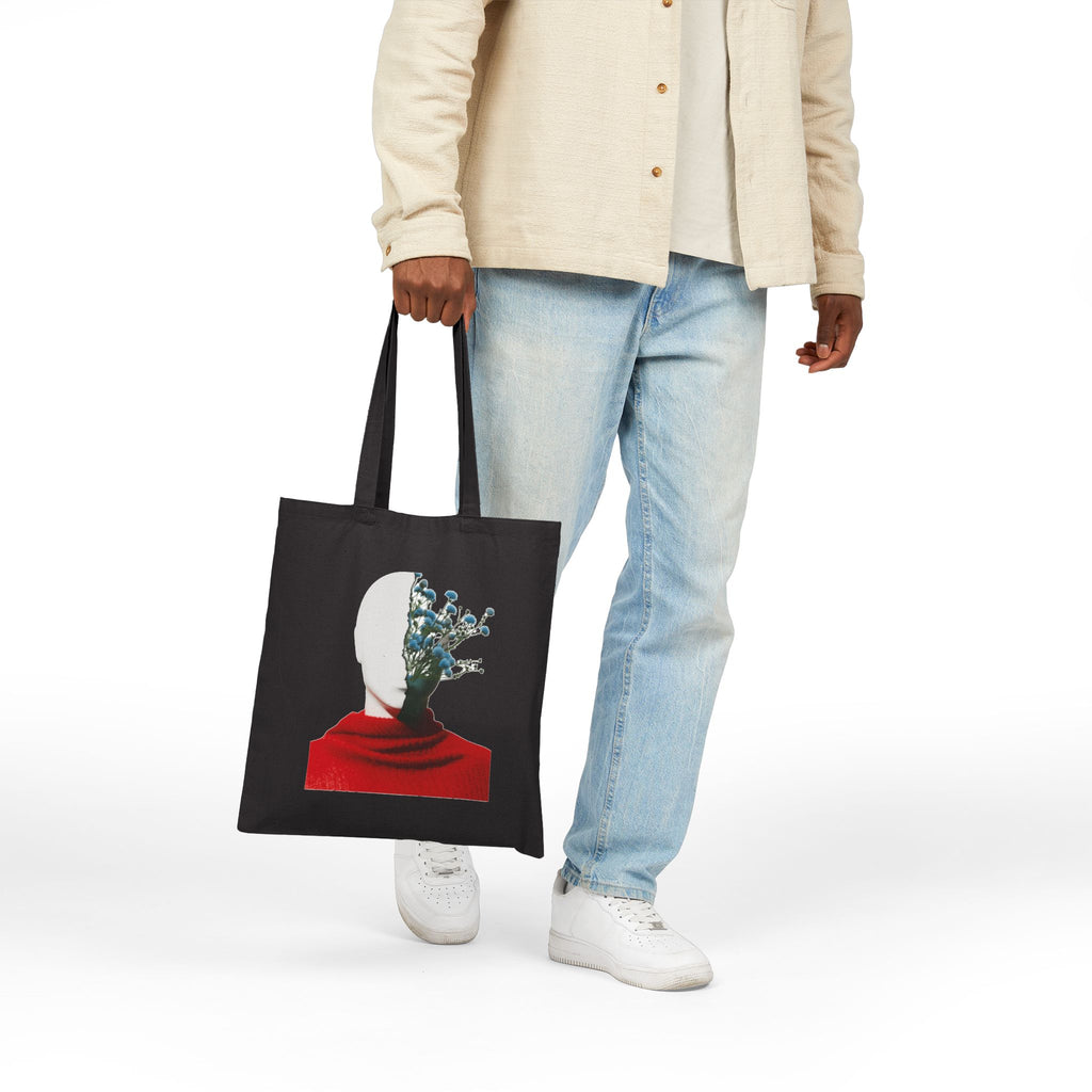 Art Canvas Tote Bag -Surreal Floral Head Art Print