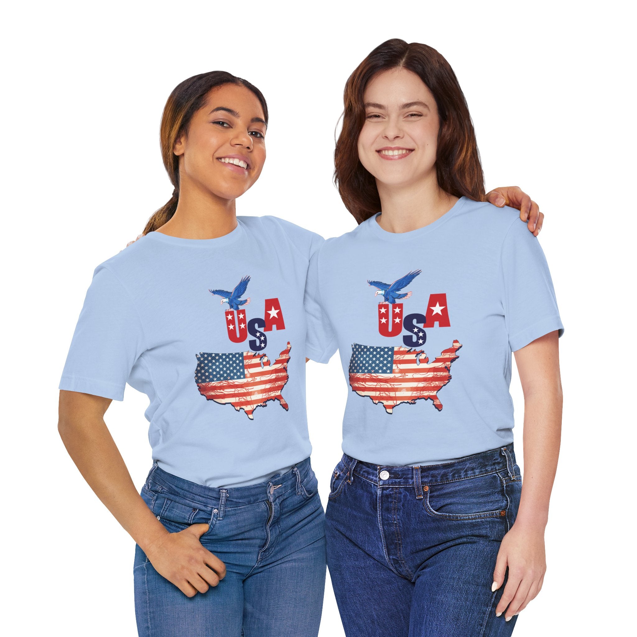 USA Flag Map T-Shirt, Patriotic Eagle Shirt, 4th of July Shirt, American Flag Tee, Independence Day Gift