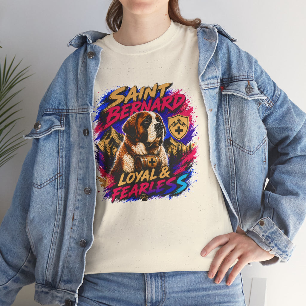 Saint Bernard Dog Shirt, Loyal & Fearless T-Shirt, Colorful Saint Bernard Tee, Dog Lover Gift, Unisex Graphic Tee