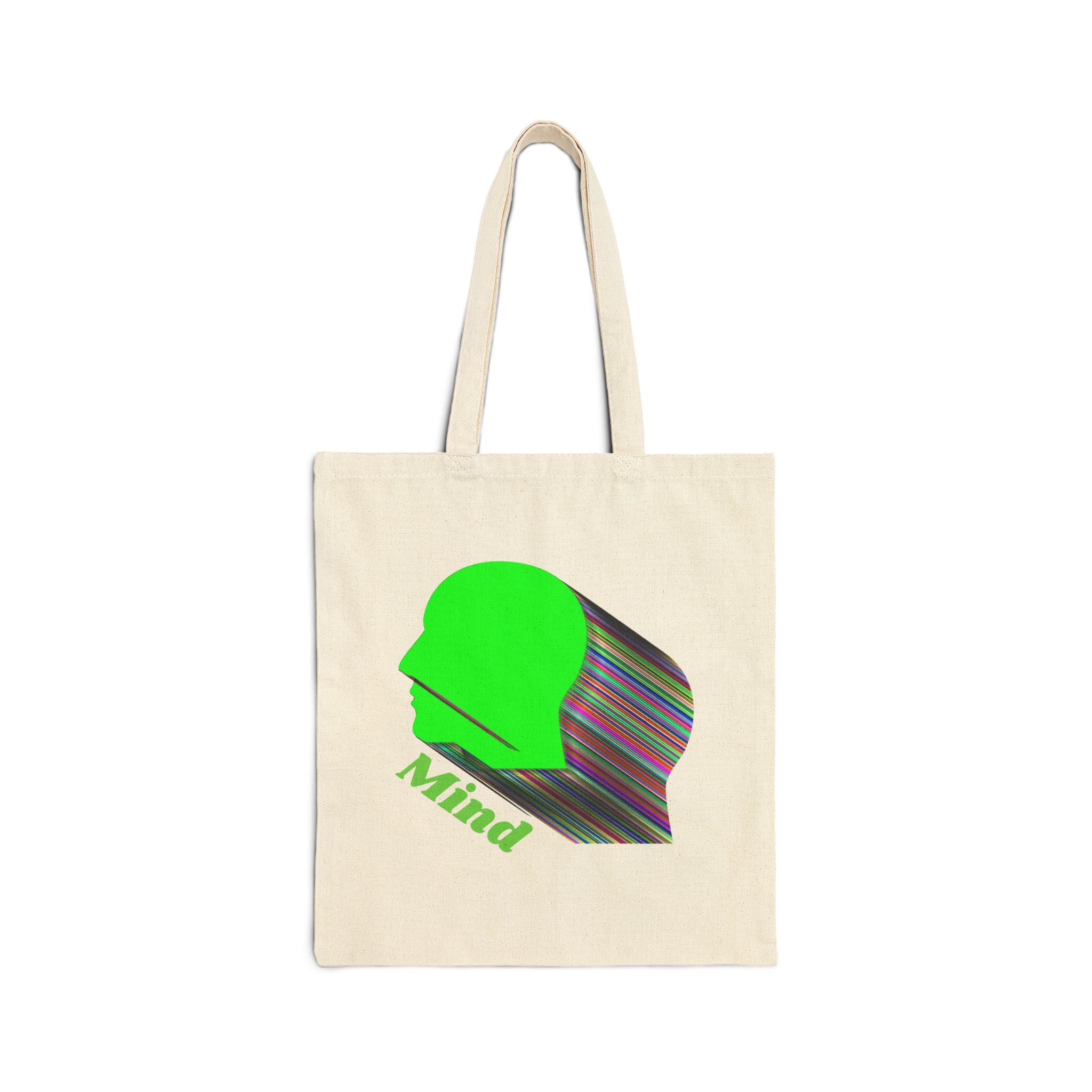 Mind Silhouette Canvas Tote — Green Head Graphic Eco Shopper