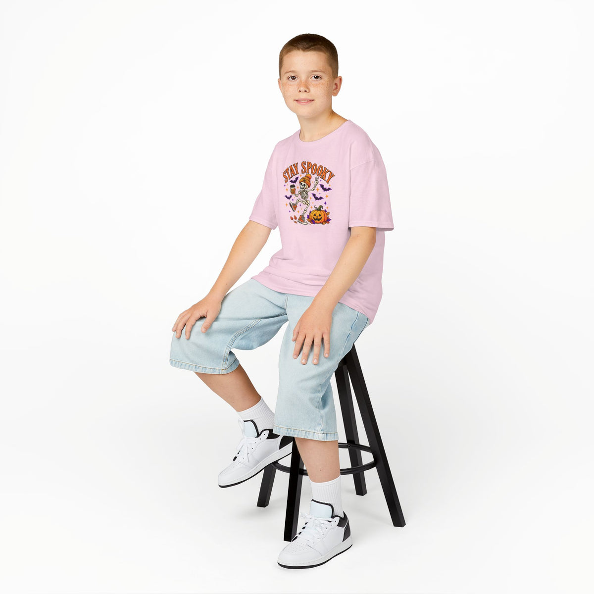 Kids Halloween Shirt, Stay Spooky Skeleton Tee, Pumpkin Graphic T-Shirt, Spooky Season Kids Tee