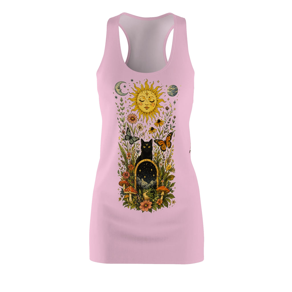 Mystic Sun & Black Cat Floral Racerback Dress