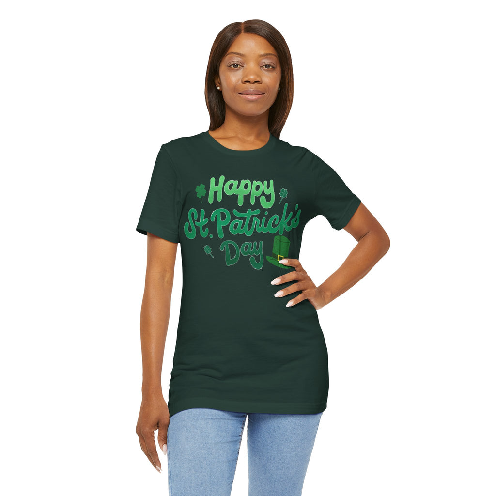 Happy St. Patrick's Day T-Shirt – Green Shamrock & Leprechaun Hat Tee
