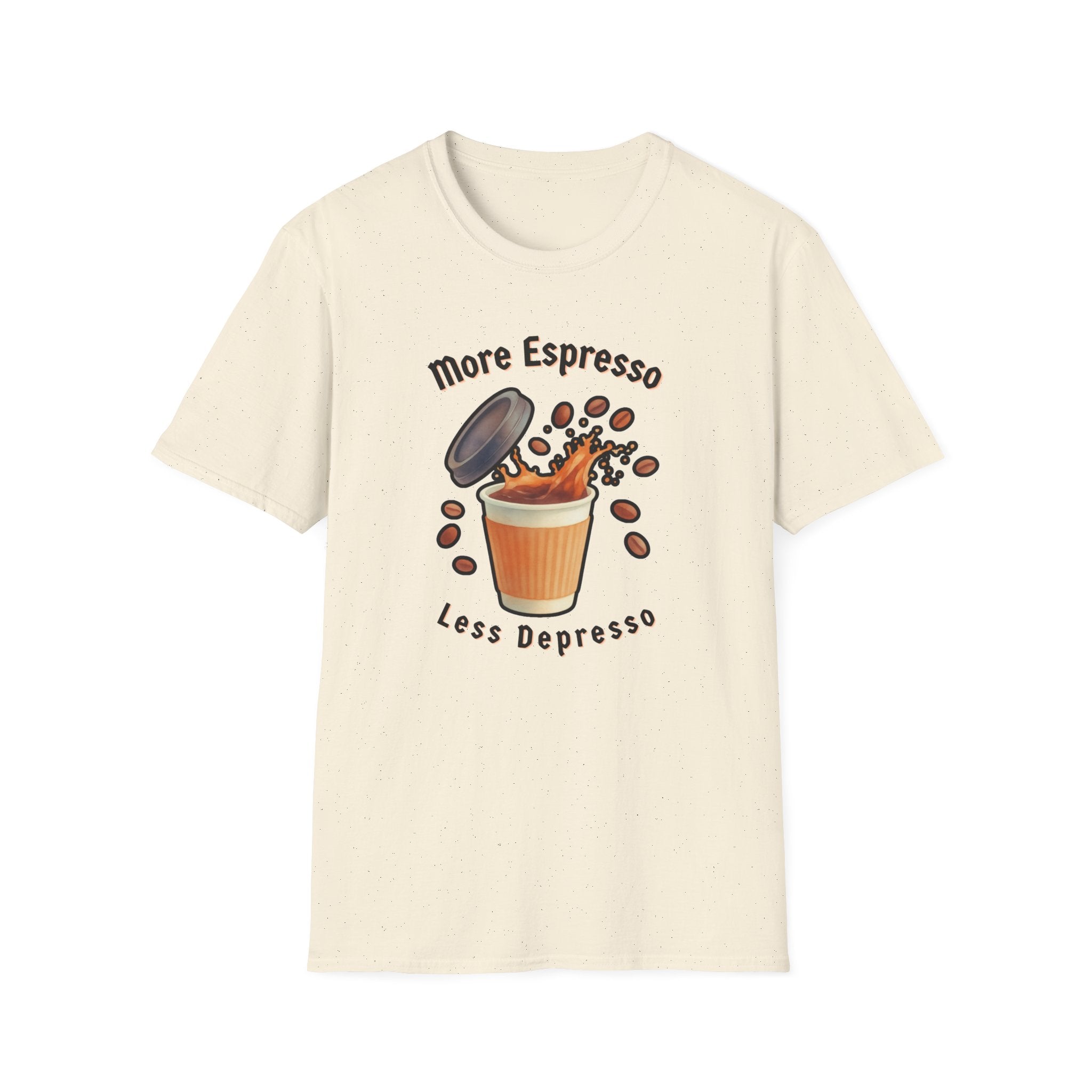 More Espresso Less Depresso Shirt, Funny Coffee T-Shirt, Cute Barista Gift, Coffee Lover Tee