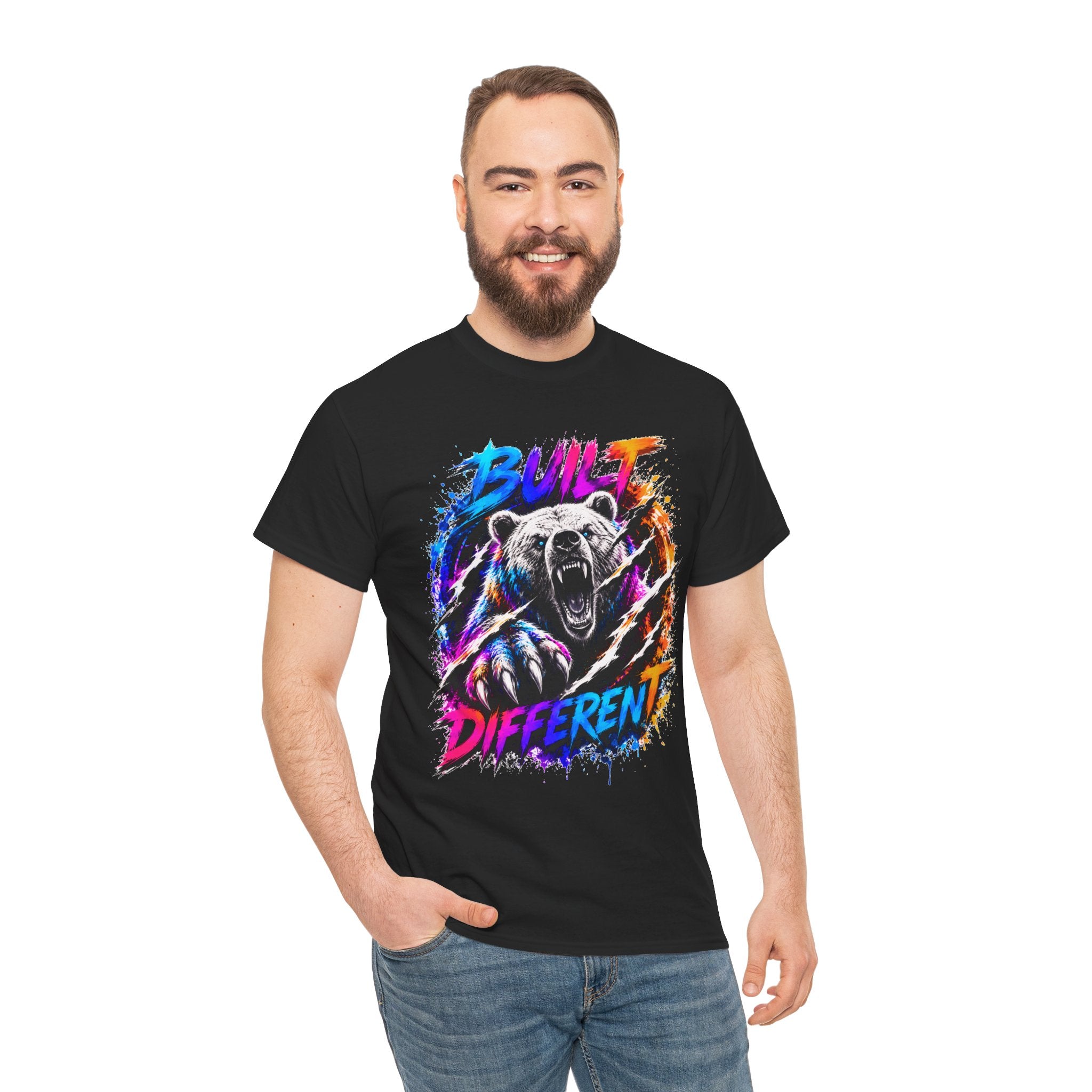 Built Different Bear T-Shirt — Bold Retro Grunge Graphic Tee