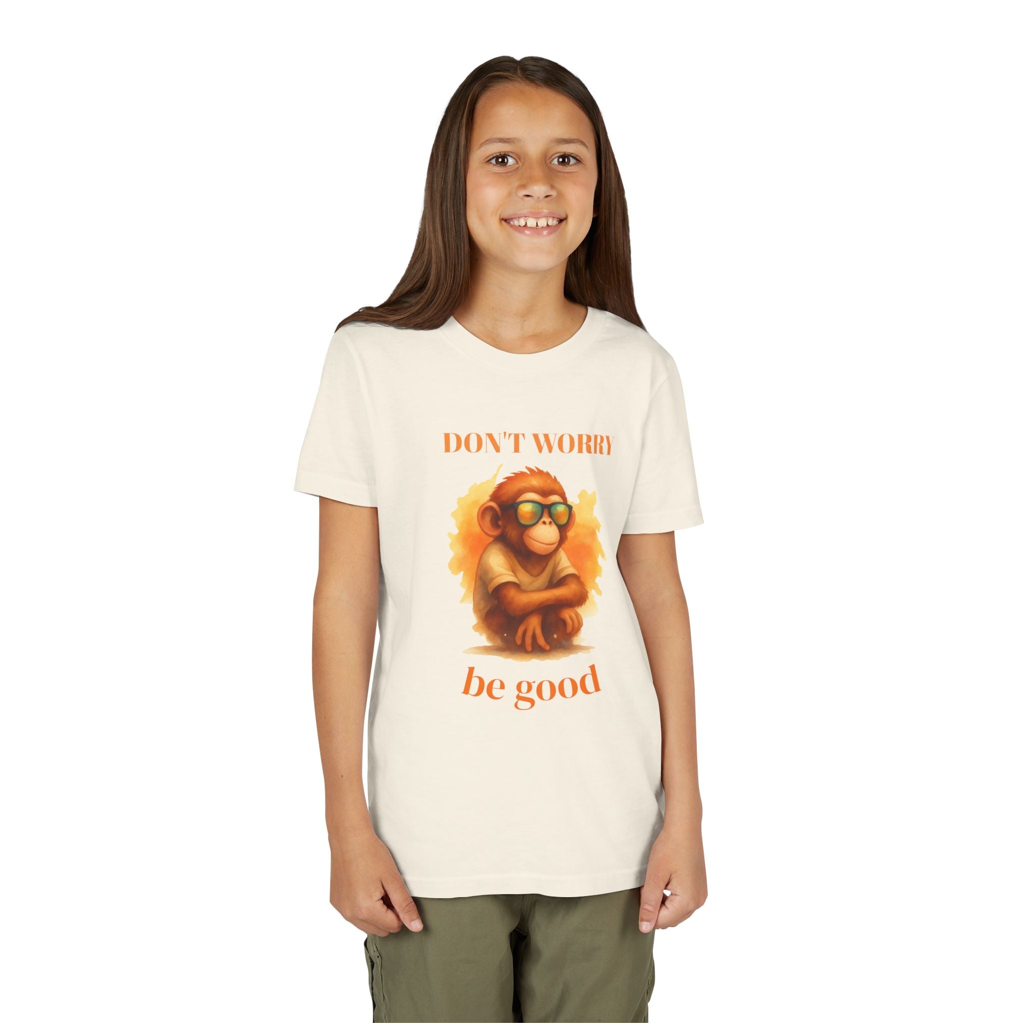 Funny Monkey T-Shirt “Don’t Worry Be Good”, Cute Animal Tee, Kids Graphic Shirt, Cool Monkey Shirt, Gift for Kids