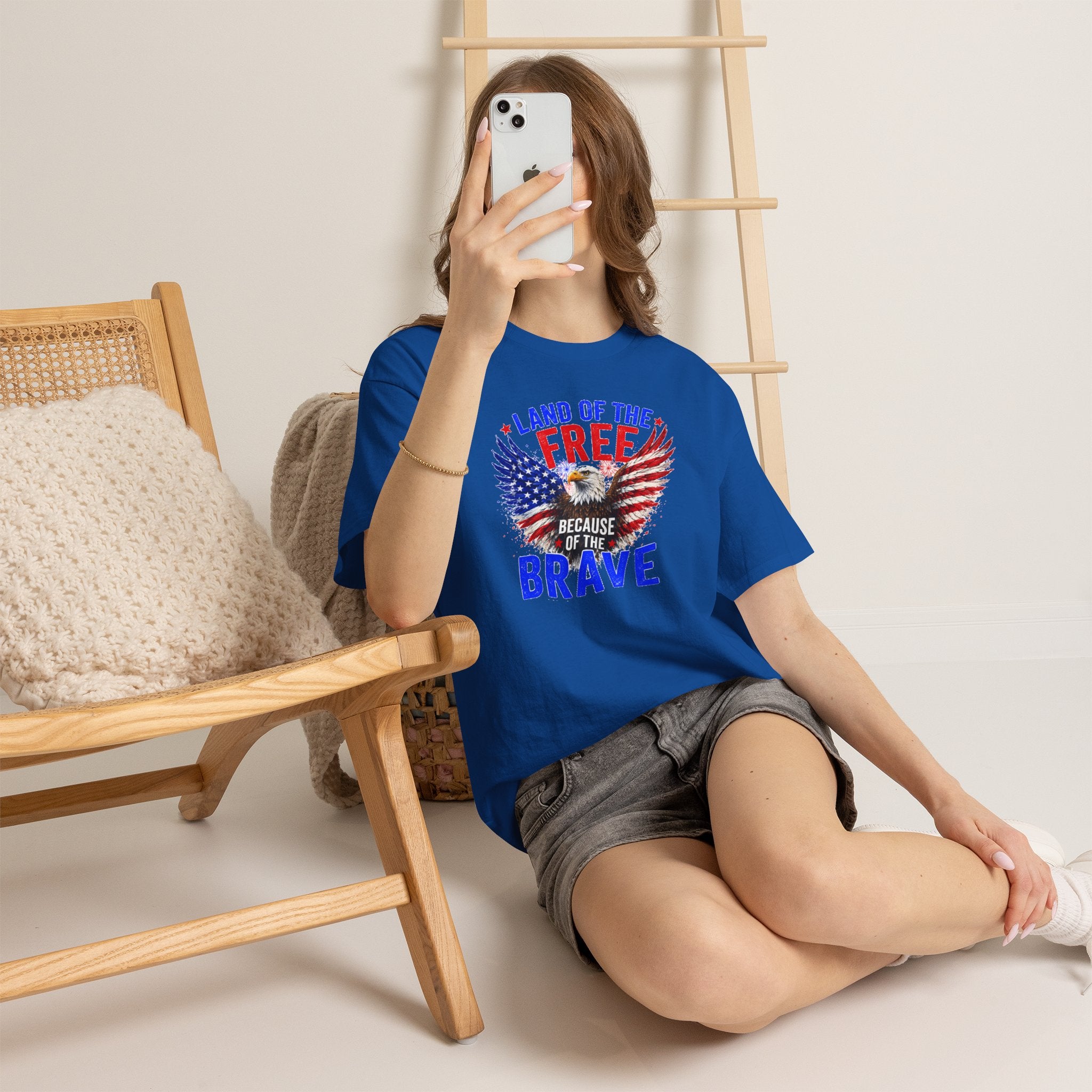 Land of the Free Because of the Brave Shirt, Patriotic Eagle T-Shirt, American Flag Tee, 4th of July Shirt, Veteran Gift, USA Pride Tee