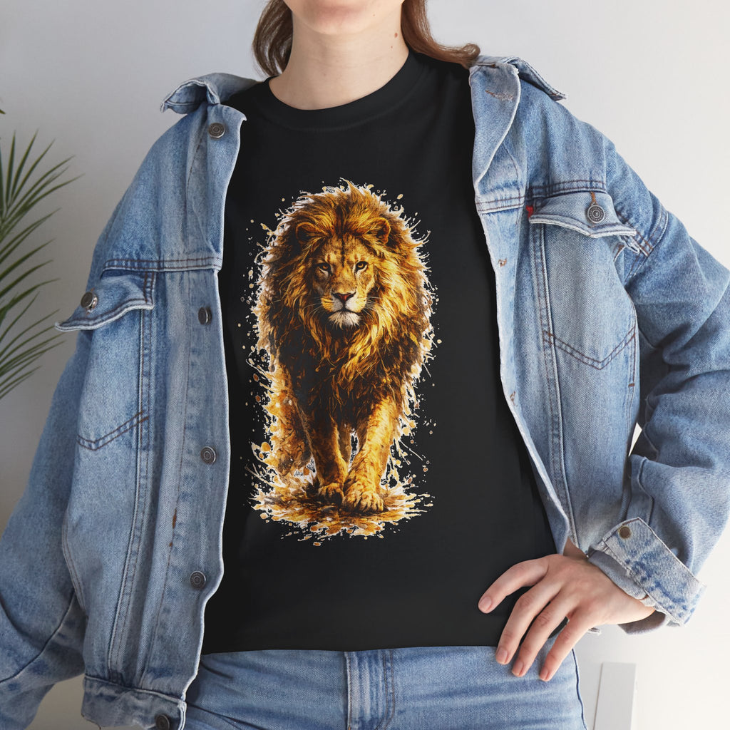 Lion Graphic T-Shirt, Majestic Walking Lion Tee, Watercolor Wildlife Shirt, Unisex Animal Graphic Tee, Lion Lover Gift, Nature Art Shirt