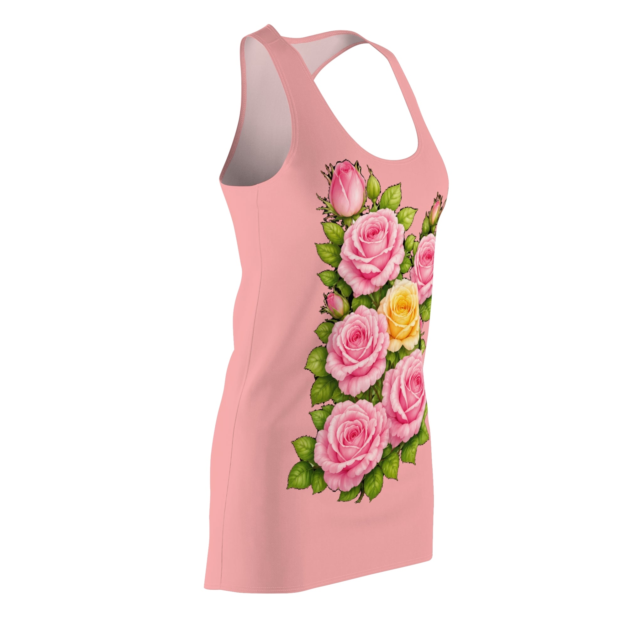 Pink Floral Racerback Dress | Vintage Rose Bouquet Summer Dress