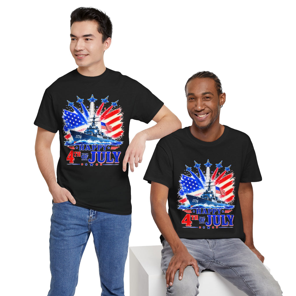 Happy 4th of July Shirt, Patriotic USA Flag Tee, American Eagle & Navy Ship Shirt, Independence Day T-Shirt, Military Pride Gift