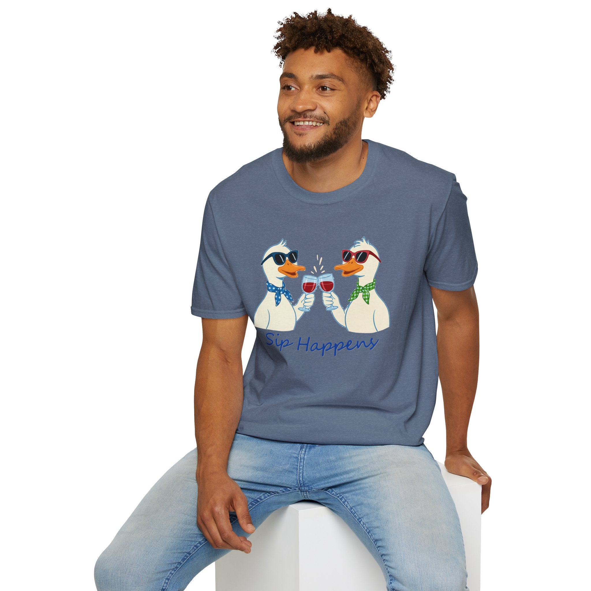 Funny Duck Shirt "Sip Happens" – Cute Drinking Ducks T-Shirt, Wine Lover Gift, Humor Graphic Tee, Casual Unisex Shirt
