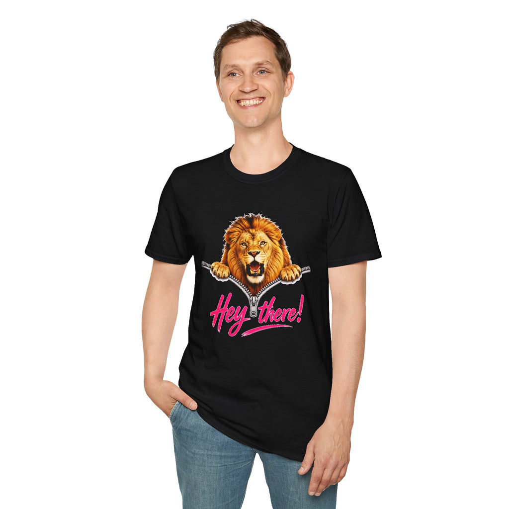 Lion Graphic Tee, Hey There Lion Shirt, Cute Roaring Lion T-Shirt, Funny Animal Graphic Tee, Unisex Casual Shirt