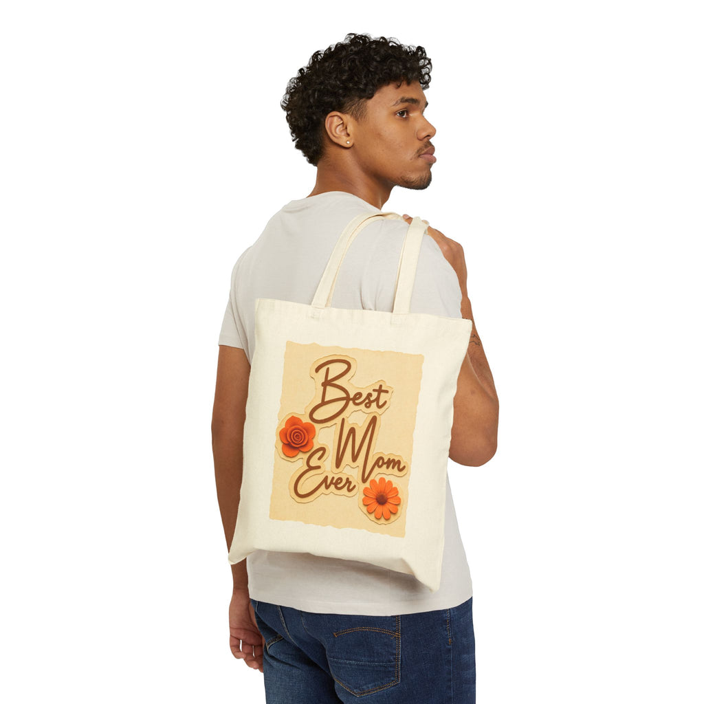 Best Mom Ever Tote Bag, Floral Canvas Bag, Cute Gift for Mom, Retro Style Reusable Bag, Mother’s Day Gift