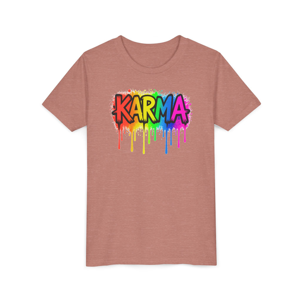 KARMA Rainbow Drip Youth Tee – Colorful Graffiti Kids T-Shirt