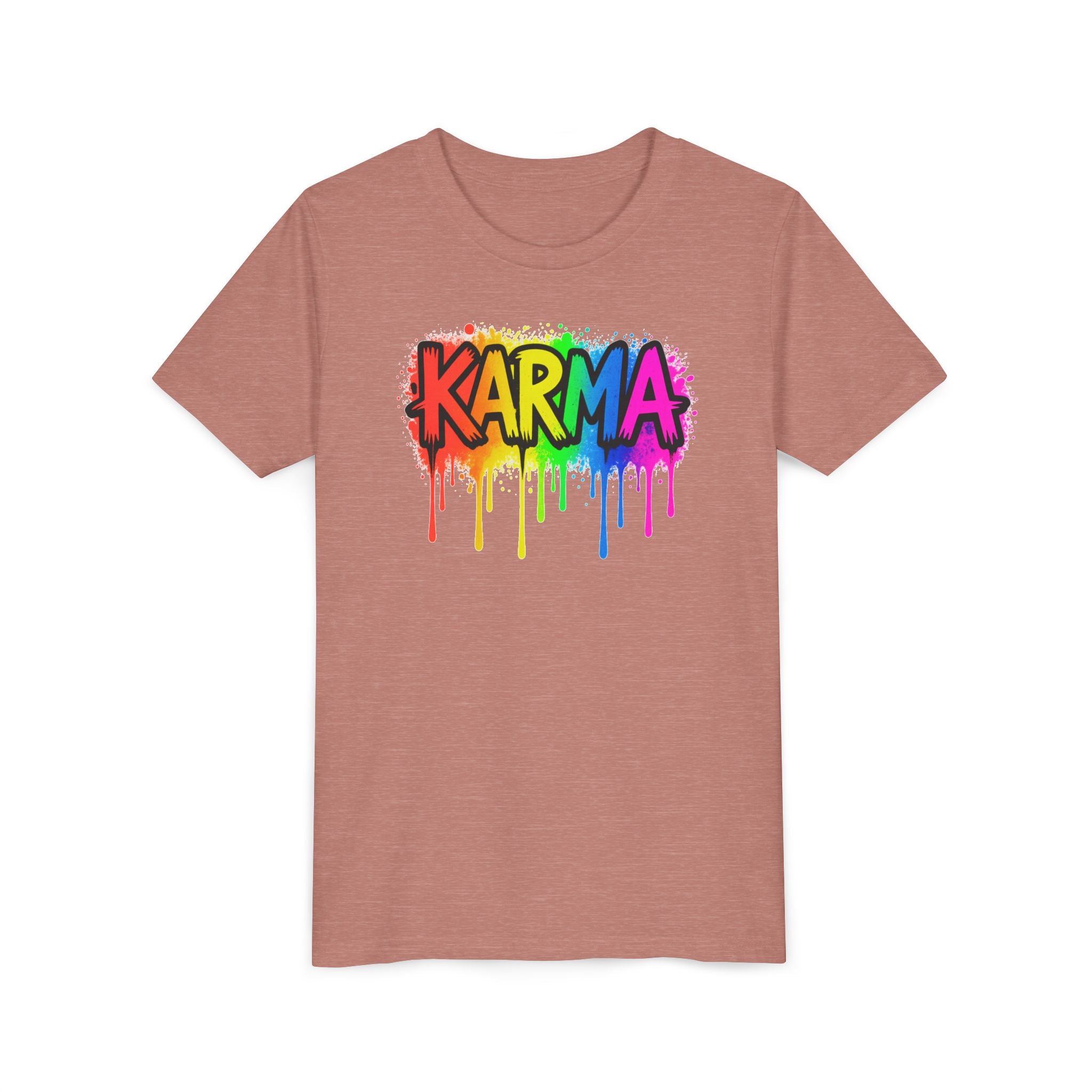 KARMA Rainbow Drip Youth Tee – Colorful Graffiti Kids T-Shirt