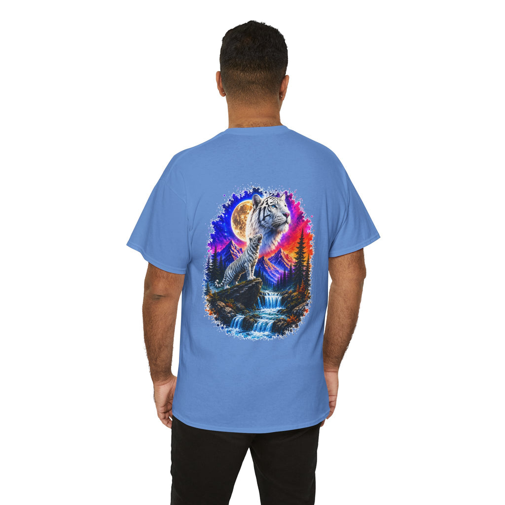 White Tiger Moon T-Shirt | Colorful Wildlife Graphic Tee | Big Cat Lover Gift | Unisex Nature Shirt
