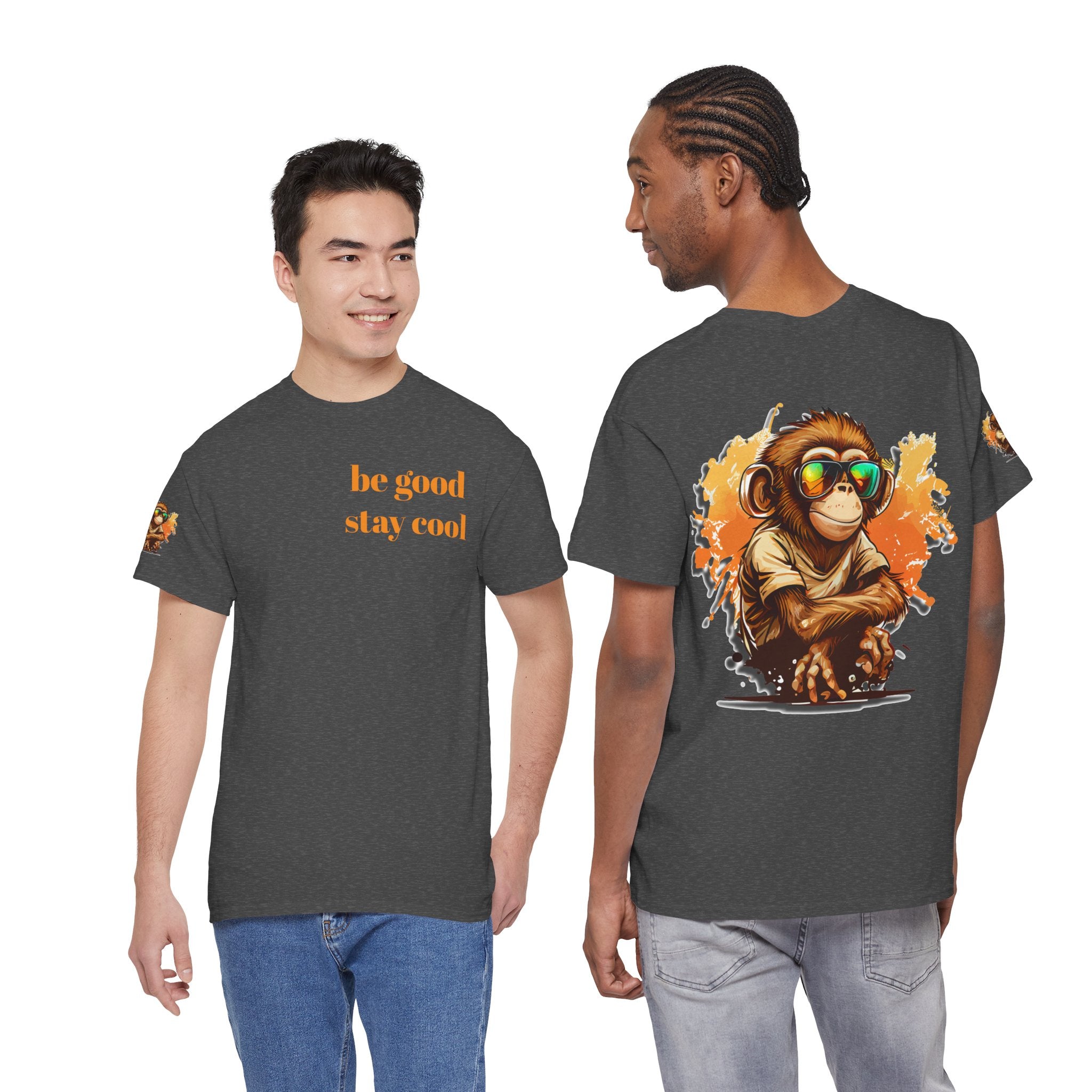 Cool Monkey T-Shirt Front Back Print | Funny Chimp Sunglasses Tee | Streetwear Graphic Shirt | Unisex Trendy Gift
