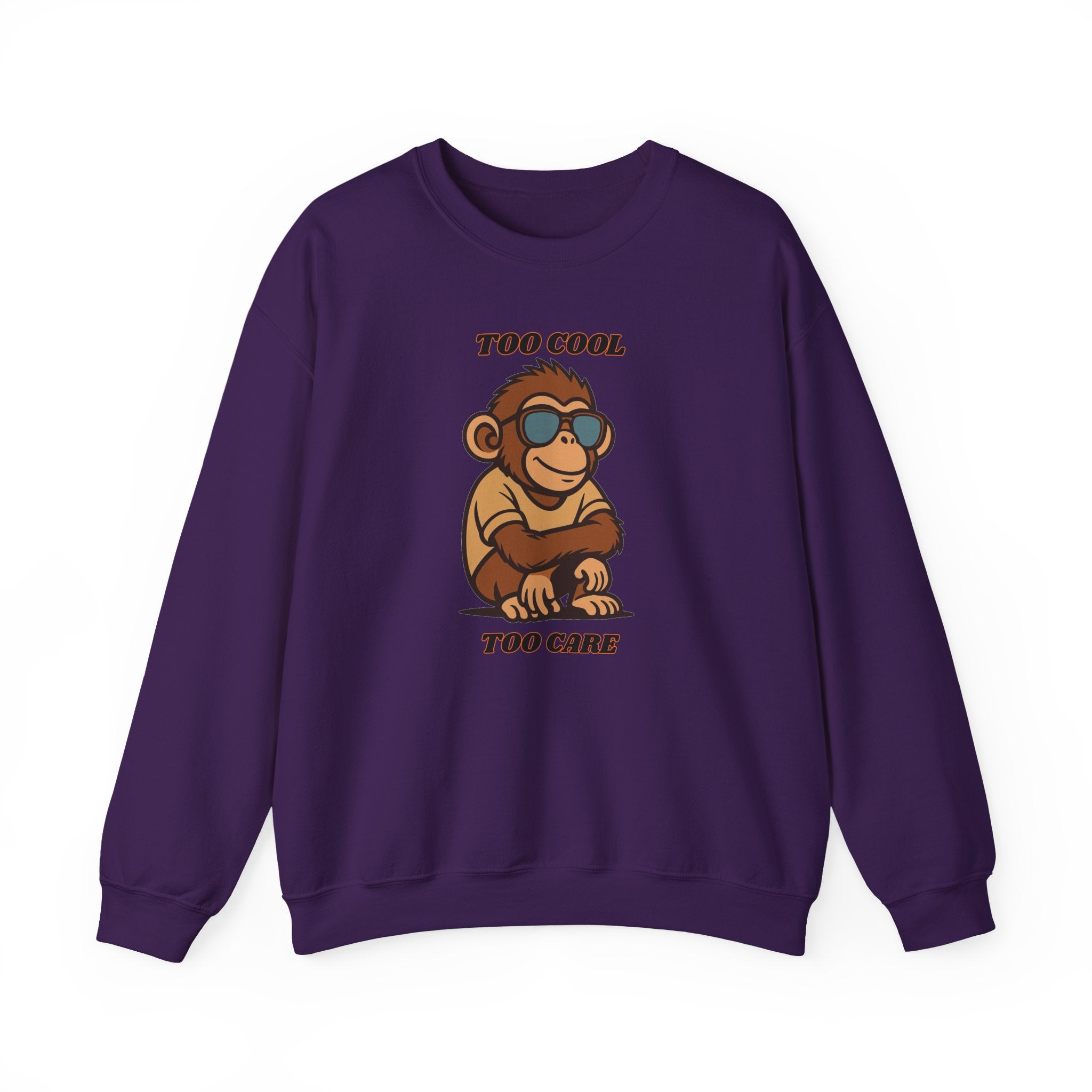 Too Cool Too Care Monkey Sweatshirt — Cute Sunglasses Ape Crewneck