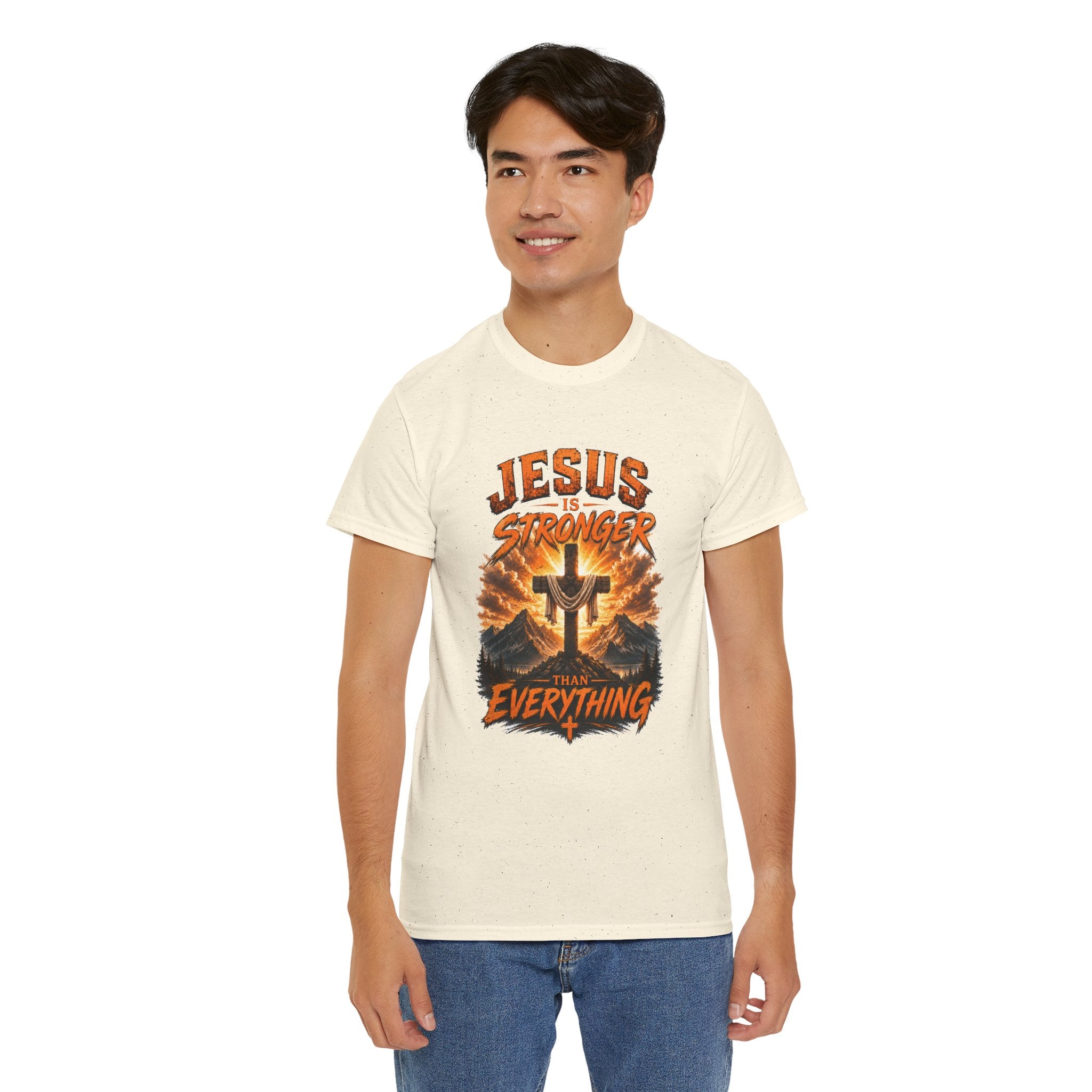 Jesus Is Stronger Than Everything Christian T-Shirt | Faith Cross Graphic Tee | Religious Unisex Shirt | Christian Gift