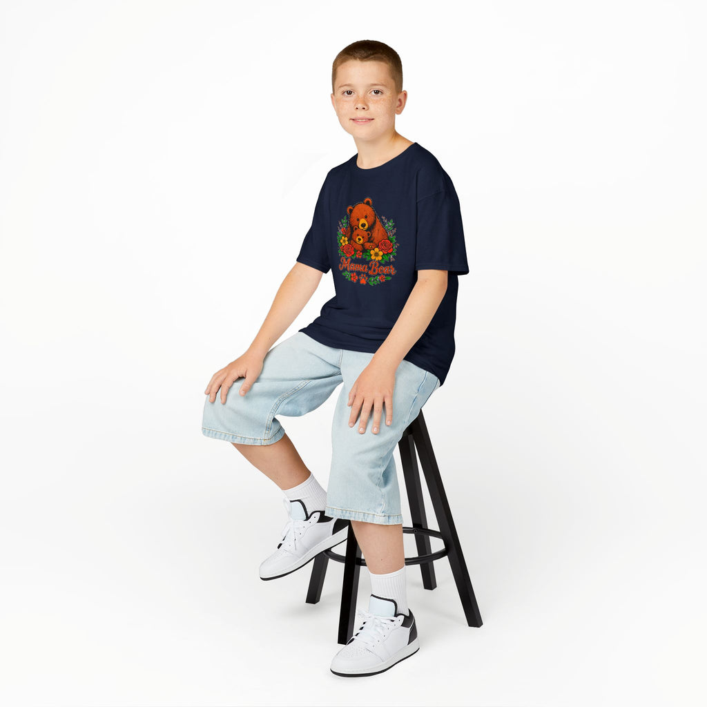 Kids T-Shirt — 'Mama Bear' Cute Floral Bear Graphic
