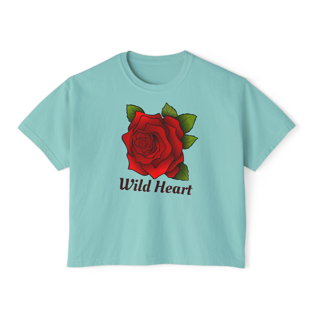 Wild Heart Rose T-Shirt for Women Vintage Floral Boxy Tee