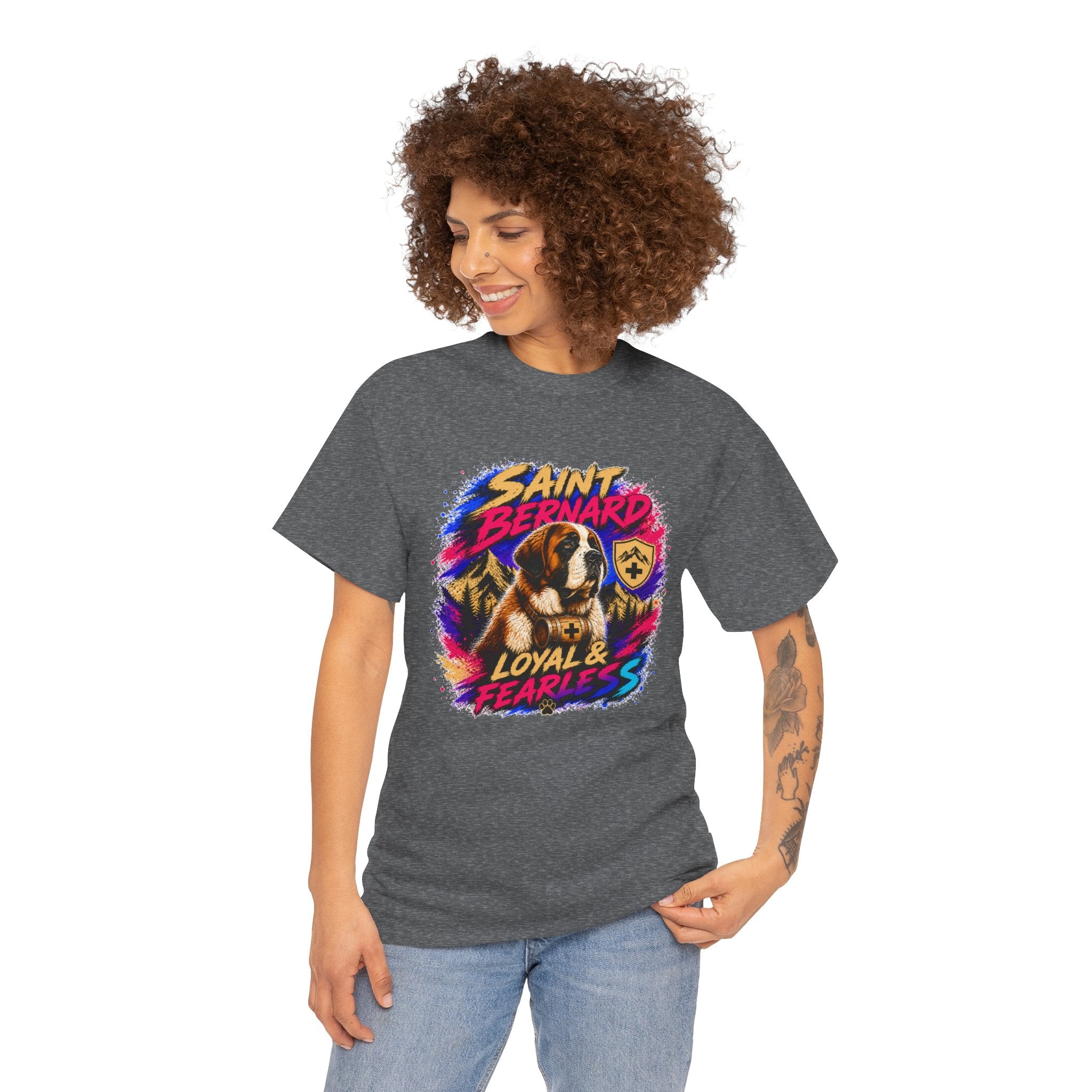 Saint Bernard Dog Shirt, Loyal & Fearless T-Shirt, Colorful Saint Bernard Tee, Dog Lover Gift, Unisex Graphic Tee